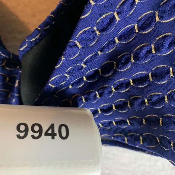 Trina Turk Womens Adeline Metallic Bandeau Navy Bikini Swim Top Size 14 NWT 9940 - Picture 8 of 8